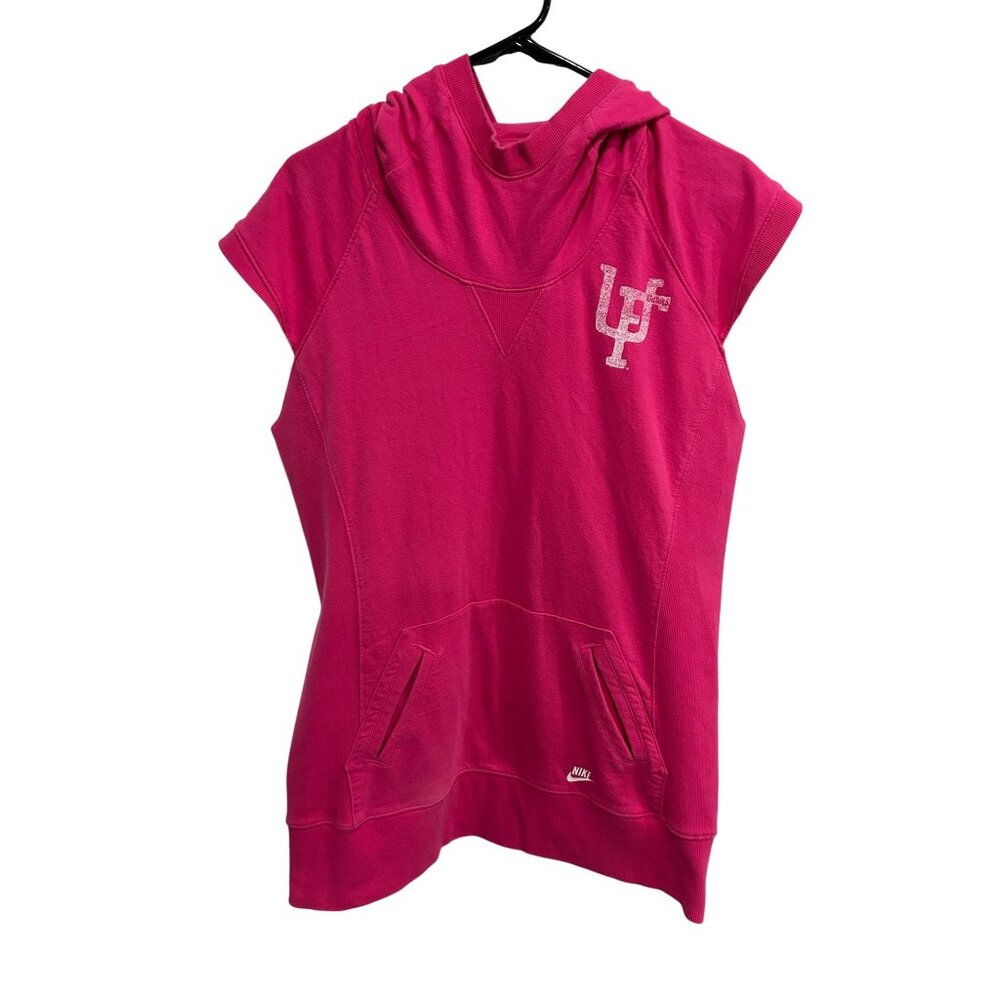 Nike Womens Pink Pockets Logo Sleeveless Hoodie Size XL Athleisure Gorpcore